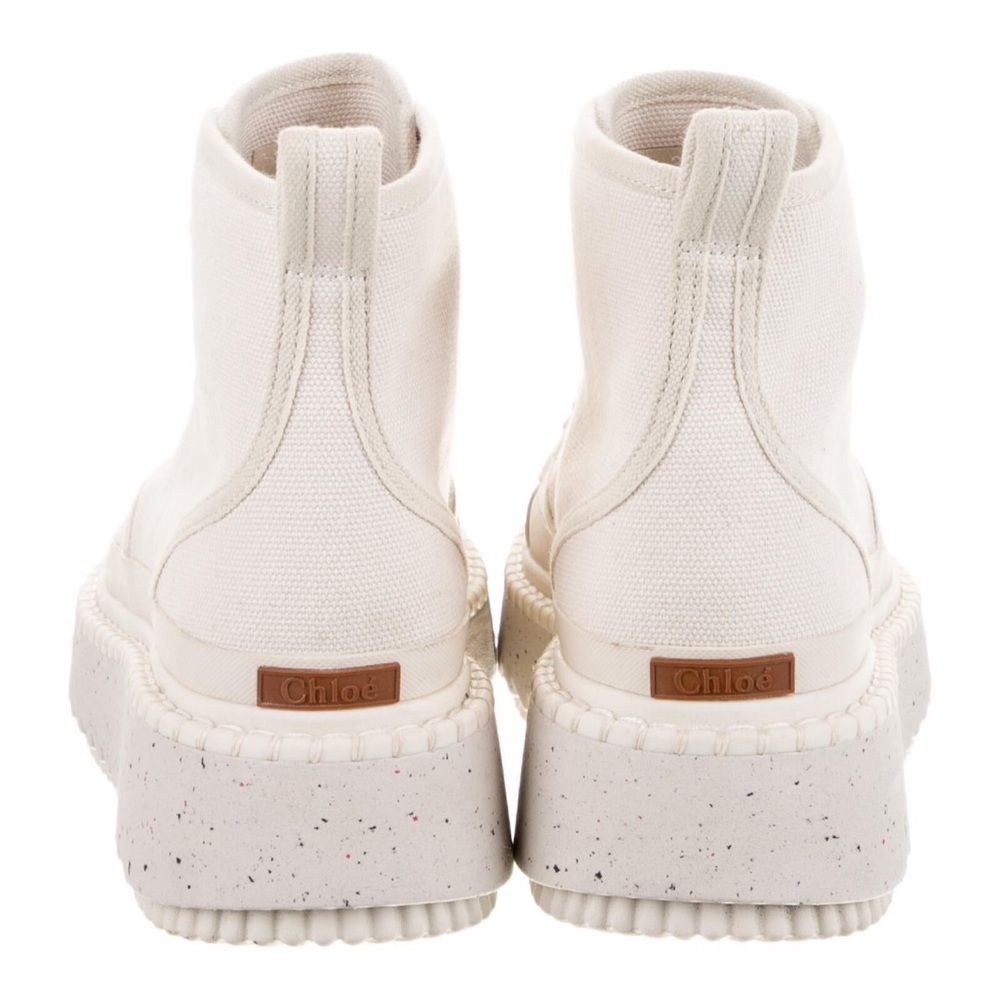 Chloe off white canvas platform combat boot size 8 38 chunky boho casual - Picture 4 of 5